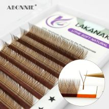 LAKANAKU High Quality YY Brown Lashes Premium Matte Individual Eyelash Faux Mink Y Volume Trays