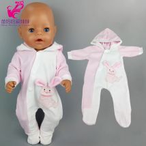 Puppenkleidung, 43 cm, Baby-Neugeborenenpuppe, Kapuzen-Strampler für 18-Zoll-Americanog-Mädchenpuppe, Freizeitkleidung