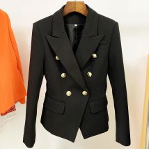TOP-QUALITÄT Neue Mode 2024, Designer-Jacke für Damen, klassisch, zweireihig, Metall-Löwenknöpfe,