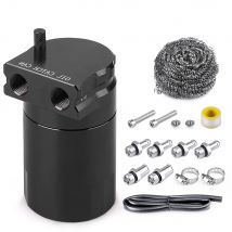Kit contenitore olio in alluminio da 300 ml Serbatoio serbatoio carburante Lucido motore Kit contenitore olio universale per auto con adattatore Nero