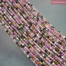 Facettiert Multicolor Turmalin Stein Runde Spacer Perlen für Schmuck Machen Natürlichen Stein Perlen DIY Armband Halskette 15'' 2mm/3mm