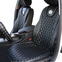 Leder Auto Sitz Abdeckung Diamant Krone Nieten Auto Sitzkissen Innen Zubehör Universal Größe Vordere