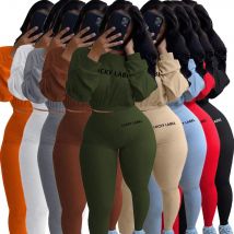 Winter Feste Glück Label Brief Stickerei Zwei Stück Sets Frauen Sweatshirt + Leggings Beiläufige Sportliche Trainingsanzüge Weibliche
