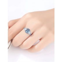 SACE GEMS 100% 925 Sterling Silver 10*10mm Aquamarine Paraiba High Carbon Diamond Rings for Women Sparkling Wedding Fine Jewelry