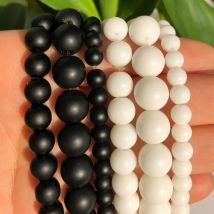Natürliche Stein Weiß Schwarz Dull Polnischen Matte Onyx Achate Runde Spacer Perlen Für Schmuck Machen DIY Armband Strang 15 "4/6/8/12mm