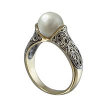 Mode Imitation Perle Ring Schmuck Elegante Vintage Muster Ehering für Frauen Zubehör Party frauen Ringe