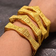 4 Stücke Dubai Arabische Weizen Gold Farbe Armband & Armreifen für Frauen Mädchen Islam Muslimischen Arabischen Nahen Osten Hochzeit Kupfer schmuck Armreif