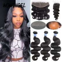 5x5/6x6/13x4/13x6 32 inch Body Wave Human Hair Bundles With HD Lace Frontal Brazilian Remy Hair Melt