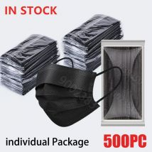 10–500 Stück Erwachsene Maske Einweg individuelle separate Verpackung Masque Noir Anti-Staub 3-lagiger Filter schwarze Mund-Gesichtsmaske