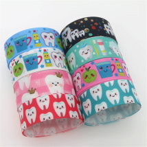 DHK 50yards Tooth Printed Grosgrain Ribbon Accessory Material  Headwear Decoration DIY Wholesale Craft S1278