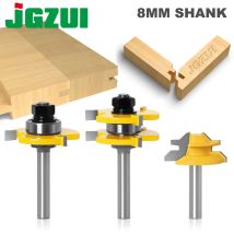 3 pc 6/8/12mm 1/4in 1/2in Shank high quality Tongue & Groove Joint Assembly Router Bit Set 45 Degree Lock Miter Rout3/4" Stock