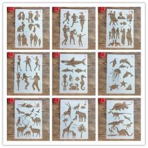 A4 29*21cm familie charakter tier DIY schablonen wand malerei sammelalbum färbung fotoalbum dekorative papier karte vorlage