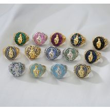 HECHENG Gold Plated Christ Virgin Mary Ring For Women and man,CZ Copper，Iced Out Ring, Hip Hop jewelry, Dropshipping,Wholesale