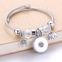 18mm Snap Jewelry Simple and Fashion White Beaded Bracelet Women's Charm Stretch Bracelet 2021 Trend Jewelry Women's Party Gift