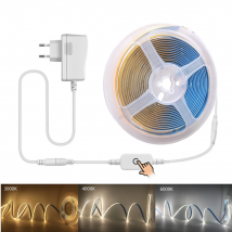 12V COB LED Streifen Set 1M 2M 3M 4M 5M 320 Chips/M 3000K 4000K 6000K Dimmbare Küche Zimmer Licht Band + Netzteil Touch Schalter
