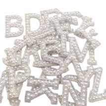26 Stück/Set A-Z Perlen-Strass Englische Buchstaben Alphabet Aufnäher Abzeichen 3D Handgemachte Buchstaben Patches Tasche Jeans Applikation