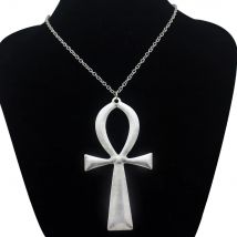 10x5cm Vintage egipskie życie duży Ankh krzyż wisiorek długi łańcuszek naszyjnik moda biżuteria