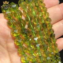 Natürliche Faceted Grüne Peridot Stein Perlen Für DIY Schmuck Machen 6 8 10mm Runde Lose Spacer Perlen Armband Zubehör 15''