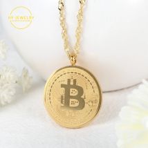 GOLD Bitcoin Anhänger HALSKETTE HERREN personalisierte 18k vergoldete Edelstahl Schmuck Kragen Bitcoin Anhänger Schmuck Frauen
