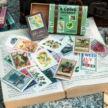 Mengtai Far Journey Series Decorative Stickers Scrapbooking diy Label Diary Stationery Album Retro Forest plants Journal Planner