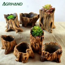 Nette Mini Holz Zement Pflanze Blumentopf Garten Home Office Decor Pflanzer Kleine Bonsai Töpfe Hause Dekoration