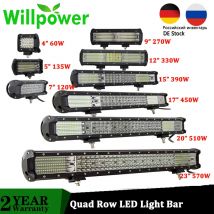 Willpower 9D Quad Row LED Bar 4-23 pollici Offroad LED Luci da lavoro per la guida di barche Auto Trattore Camion 4x4 4WD SUV ATV 12V 24V