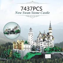 World Famous Architecure Micro Diamond Block Germany New Swan Stone Castle Snow Scene Mini Bricks Pink Model Toy Nanobricks
