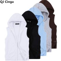 2026 Sommer Kapuzenjacke Ärmellos für Herren Asiatische Größen M-5XL Schwarz Blau Weiß Grau Reißverschluss Casual Herrenjacke Slim Fit Oberteil