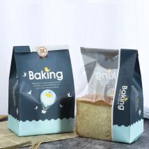 30PCS 33x16x10CM Kraft Papier Tasche Mit Fenster Back Verpackung Cookies Essen Toast Brot Taschen paket Für Bäckerei Backen Haus