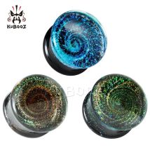 Kubooz Mode Glas Galaxie Ohr Tunnel Messgeräte Piercing Ohrring Stecker Strecher Körpers chmuck Expander 2pcs