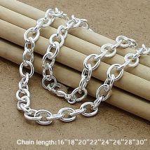 Klassische Basic-Halskette mit dickem Karabinerverschluss für Herren, 925er Silber, Kettenglied-Halskette, männlicher Damenschmuck