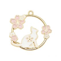 4pcs Enamel Charms Flower Cherry blossoms jewelry making For Dangle Earrings Rabbits Animals Cat Bracelet Pendant necklace 30mm