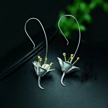 Persönlichkeit aus 925er-Sterlingsilber, lange Blumen-Ohrringe für Damen, Modeschmuck, Sterling-Silber-Schmuck