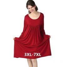 3xl-7xl Damen Nachthemd lose Nacht kleid modale Baumwolle Wohn kleidung Herbst Winter Langarm Nachtwäsche Nachthemden 100kg tragen