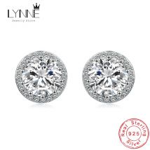 Neue Mode Exquisite AAA Zirkon 10MM Runde Stud Ohrringe 925 Sterling Silber Hochzeit Kristall Ohr Stud Für Frauen Schmuck geschenk