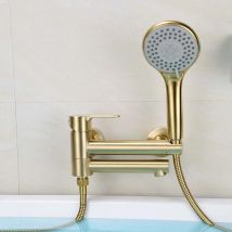 Tuqiu Brushed Gold Bathtub Shower Set Wall Mounted Rotatable Bathtub Faucet,Bidet Faucet  Bathroom Bath & Shower Mixer Tap Brass
