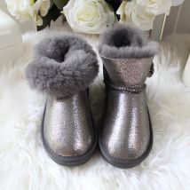Natürliche Pelz 2022 Neue Echte Schaffell Wolle Handgemachte Wasserdichte Mädchen Stiefel Winter Warme Kinder Schnee Stiefel Für Mädchen Kinder Schuhe