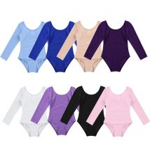 Children Girls Ballet Dance Gymnastics Leotard Long Sleeve Yoga Bodysuit Ballerina Dancing Class Training Performance Costume