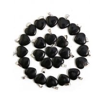 Natural Black Obsidian Stone Heart Beads Healing Pendant Women Charms 20mm Wholesale For Jewelry Making Earring Accessories