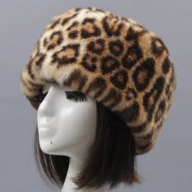 HT3451 Frauen Winter Hut Leopard Faux Pelz Hut Damen Dicke Warme Winter Skullies Beanies Weibliche Bomber Hut Flache Top Russische Hut