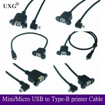 Neue USB 2,0 B buchse scanner drucker panel montiert zu USB Mini Micro B 5-pin 90 grad männlichen kabel beste qualität 30cm 50cm