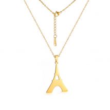 Cazador New France Paris Eiffel Tower Gold Color Pendant Necklaces for Women Stainless Steel Chain on the Neck Jewelry Wholesale