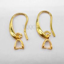 10PCS 18K Gold Smooth  Irregular Circle Surface  Women's Ear Hook Earrings Blank Base DIY Jewelry Making Result Accessory