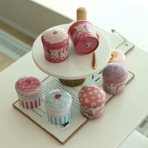 4-teilige Cartoon-Kuchenform-Bonbondose, Keksdose, Hochzeitsverpackung, kleine Metall-Teedose für Kindergeburtstags-Geschenke