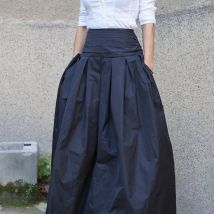 Women High Waist mujer faldas Long Satin Skirts With Pockets Pleated Satin Floor Length Skirts Women Female Skirts женские юбки