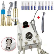 Dental tragbare Luft turbinen einheit hohe niedrige Geschwindigkeit Gegenwinkel Striaght Handstück Luft motor 4 Loch 10 Zahn bohrer