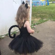 Nette Mädchen Schwarz Katze Tutu Kleid Stirnband Krawatte Schwanz Brasilianische Kleid Kinder Halloween Weihnachten Cosplay Partei Kostüm Kleider Set
