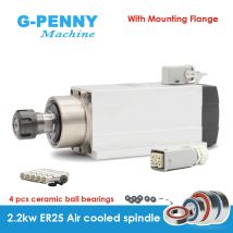 Motor de husillo refrigerado por aire G-Penny 2.2kw ER25 con/sin brida CNC 220v/380v husillo de rodamientos de bolas de cerámica precisión de 0,01mm
