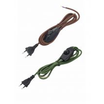 AC 220-250V EU Plug Power Cords With Dimmer Switch Flex Fabric Braided Covered Cable Electrical Power Cable