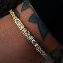 Gold Farbe Hip Hop Bling Funken Platz Cz Tennis Kette Tennis Armbänder Für Frauen Männer Neue Mode Charme Hochzeit Schmuck Geschenk